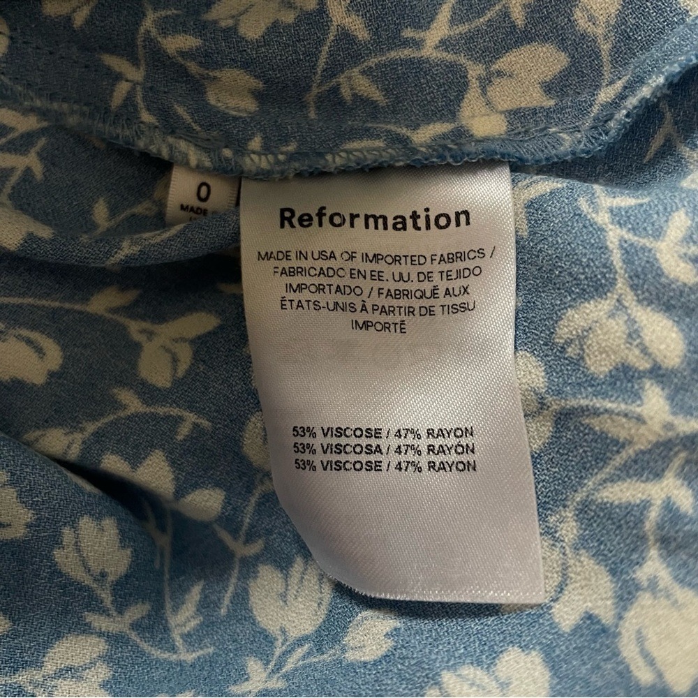 Reformation Mica Floral Print Midi Dress Long Sleeve Square Neck Blue 0 Feminine - Picture 6 of 10